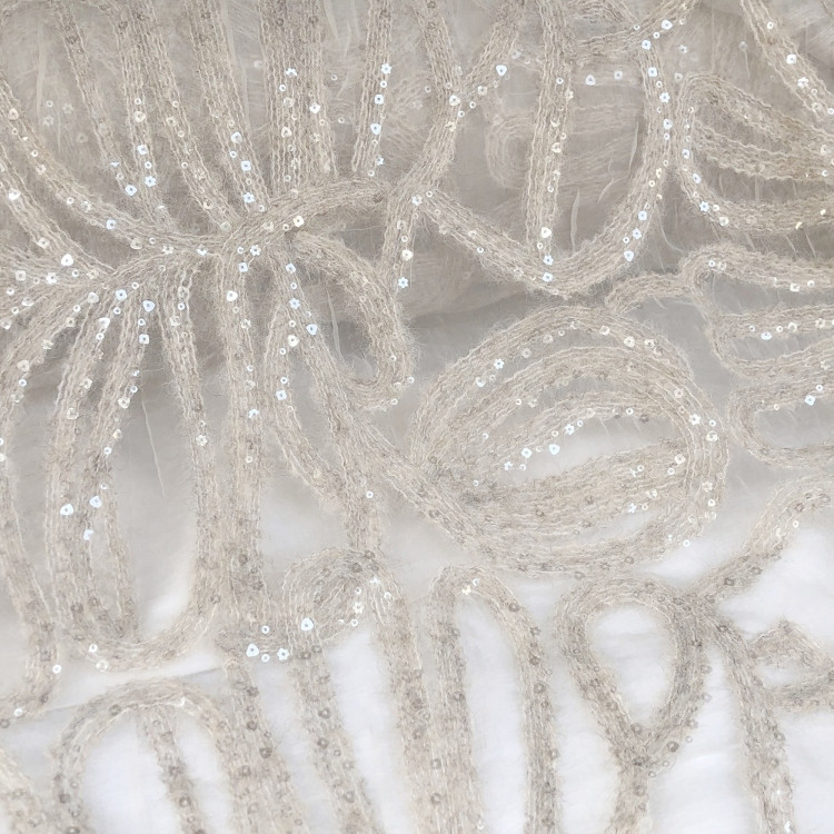 Raro nicho transparente Organza cáqui flor placa flor lantejoulas estilo fino moda tecido saia Design tecido