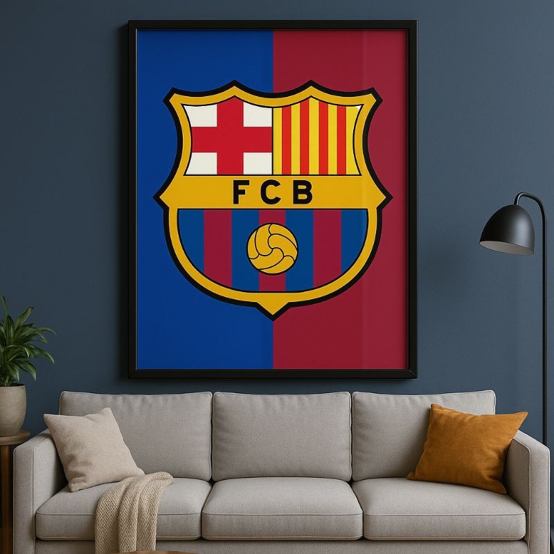 Quadro Decorativo Barcelona Escudo Tradicional La Liga Parede Sala Quarto Presente Torcida Catalã