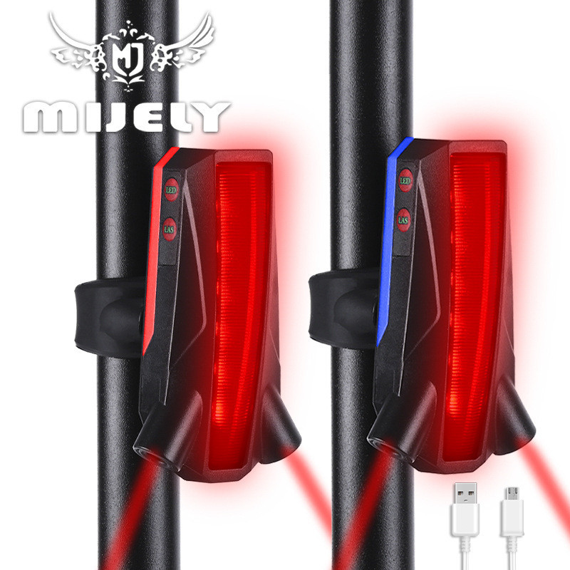 Bicicleta laser luz traseira projeção USB linha paralela laser luz da cauda Mountain Bike equitação luz de advertência
