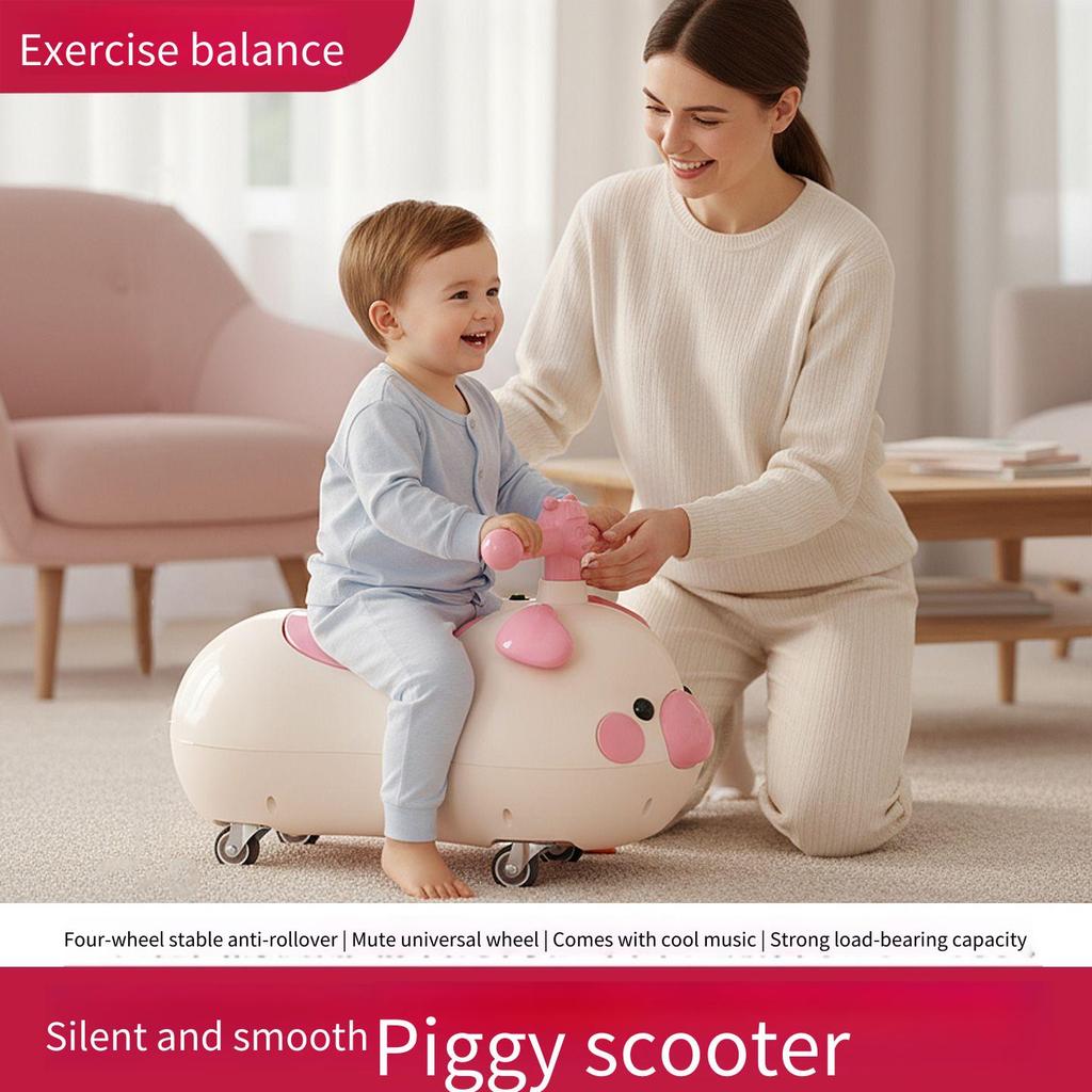 Bonito porco scooter bebê amendoim carro scooter infantil anti-capotamento anti-queda roda Universal carro de brinquedo