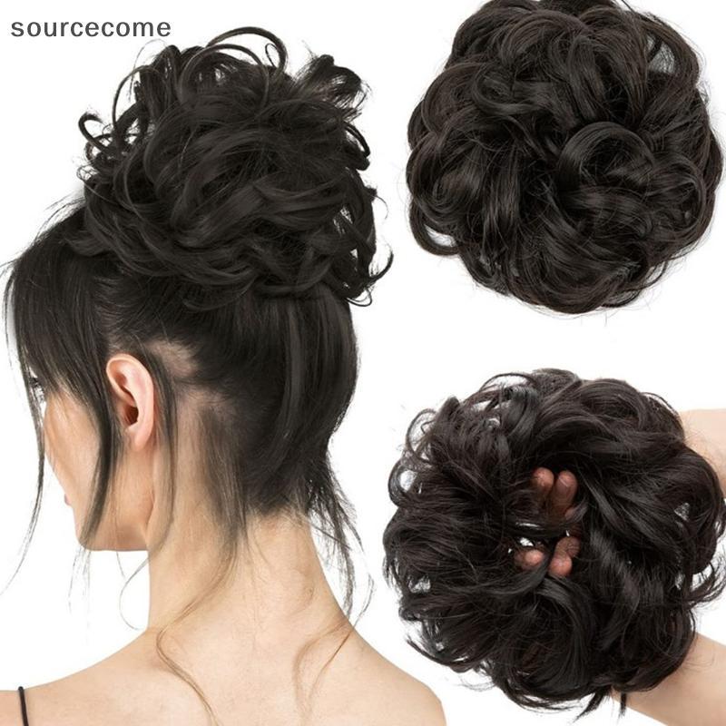 [sourcecome] Peruca De Coque De Cabelo Sintético Extensão De Rabo De Cavalo Scrunchie Realista Wrap Boutique