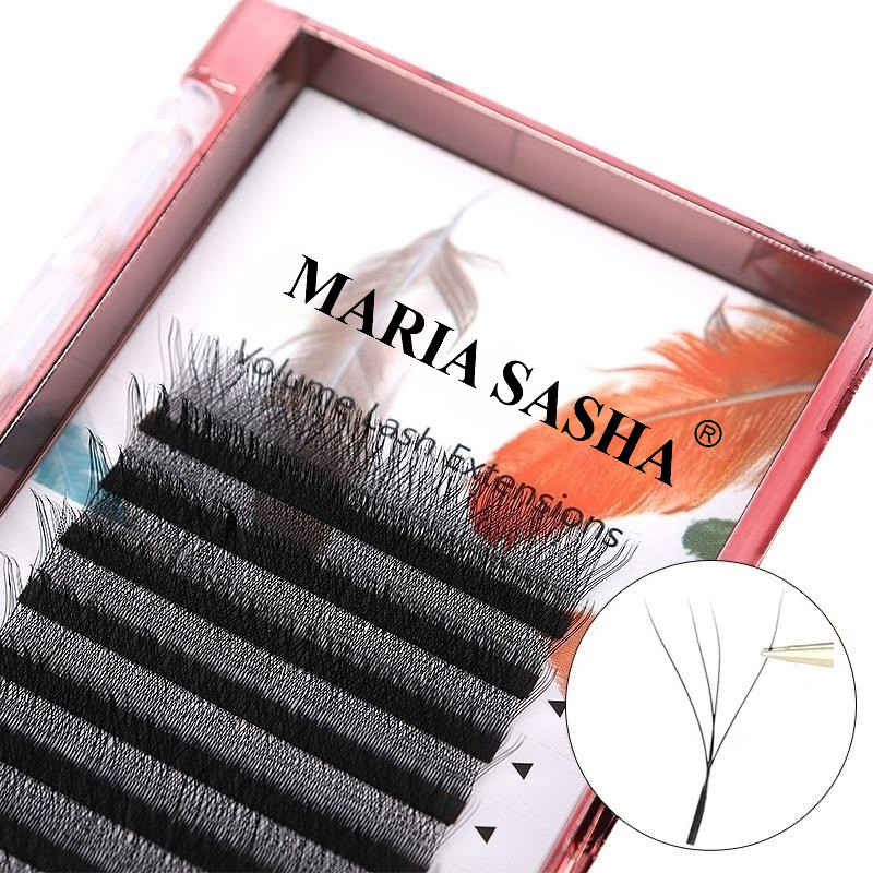 Maria 4D W Em Forma De Feixe Extensões De Cílios Ventilador Volume Maquiagem Etiqueta Atacado