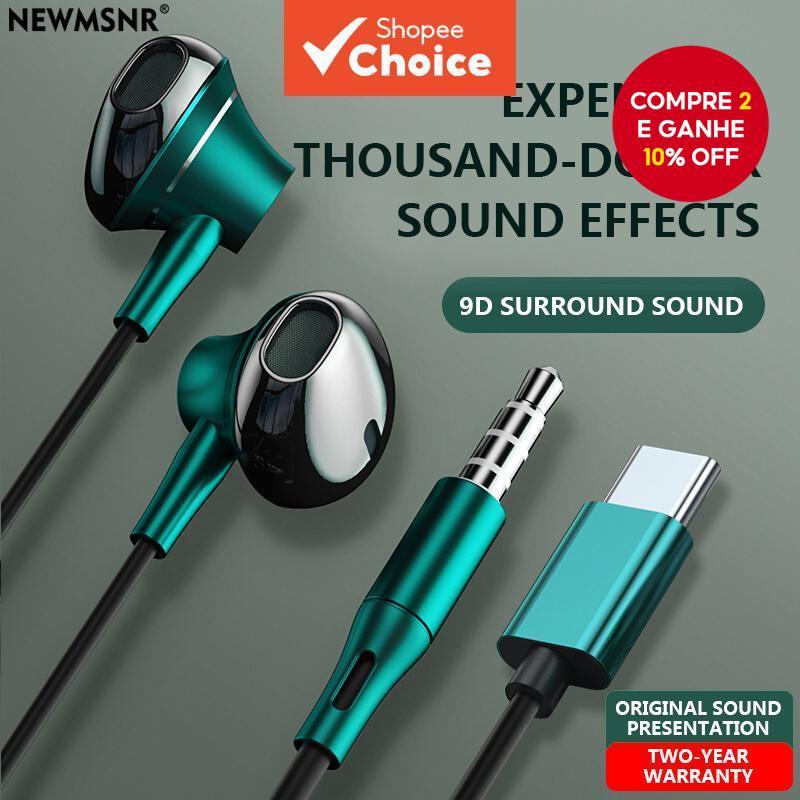 Newmsnr Fones De Ouvido Com Fio Tipo-C/3.5mm Interface Intra-Auriculares Para Jogos Qualidade De Som Ouvir Música em Oferta na Shopee