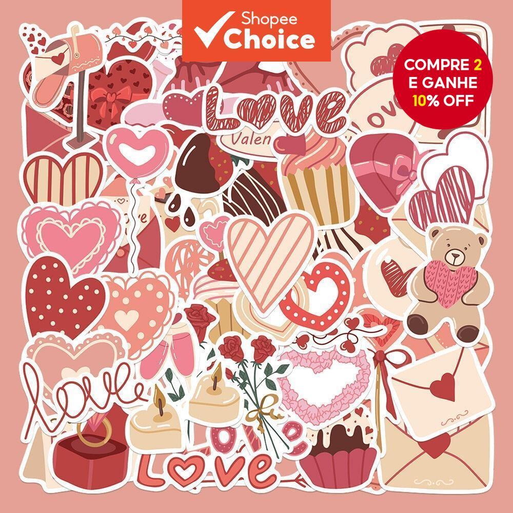Imagem 58 Peças Adesivos De Dia Dos Namorados – Decalques De Vinil À Prova D'água Para Laptop , Capa De Telefone E Mala (Presen
