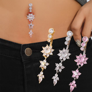 1pc Anel de Umbigo de Zirconia Floral Longo Luxuoso Joia de Piercing Corporal Feminina Dia Da Deusa em Oferta na Shopee