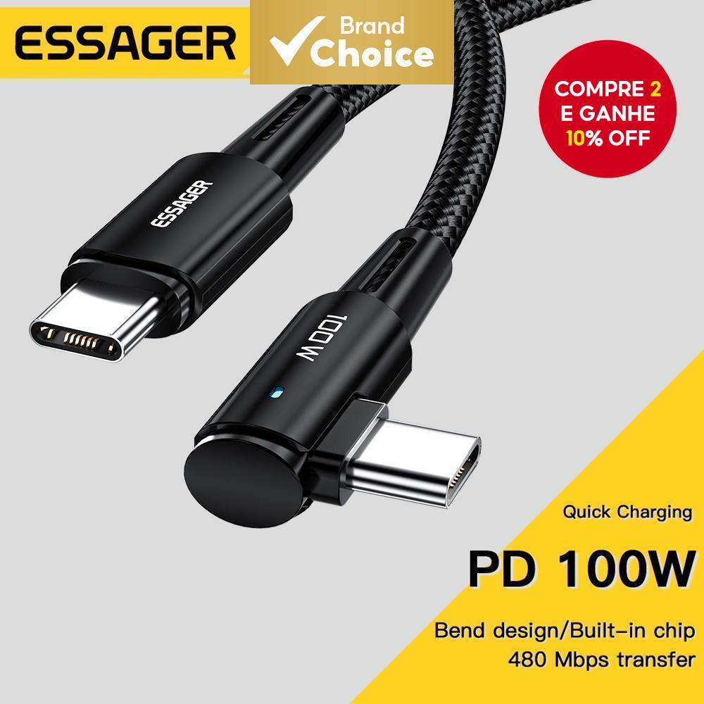 Essager PD 100W Tipo C Para Cabo USB-5A De Carregamento Rápido Celular MacBook iPad Oneplus Xiaomi iPhone16 15