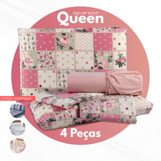 Jogo de Lençol Casal Queen Microfibra  - 4 Peças Estampado - Estampas Sortidas em Oferta na Shopee