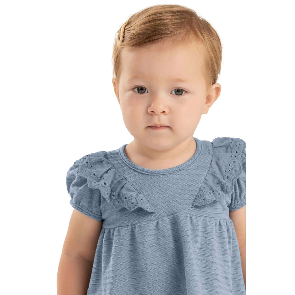 Detalhes do Conjunto Bebê Menina Malha Trabalhada Colorittá Azul