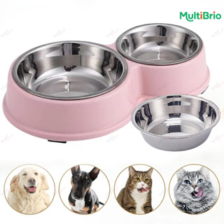 Kit Comedouro e Bebedouro Duplo Inox com Superfície Antiderrapante para Gatos e Cachorros em Oferta na Shopee