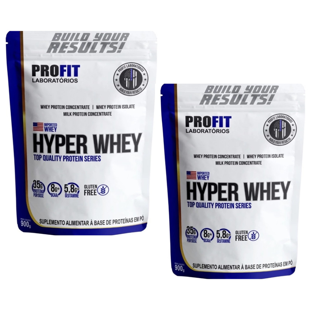 Kit 2x Hyper Whey Protein Isolado e Concentrado 900g isolate - Profit
