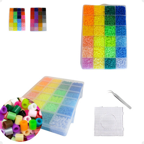 Perler Hama Beads 2,6mm 15.000un 24 Cores Pinça Pegboard