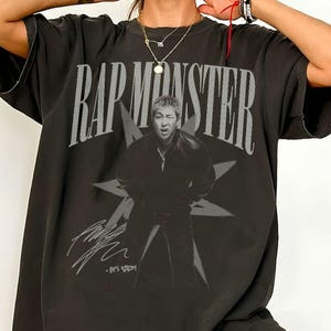 Camiseta Oversized Masculina Feminina Rap Monster RM BTS Vintage, Camiseta Kpop Streetwear, Camisa Casual Estampada