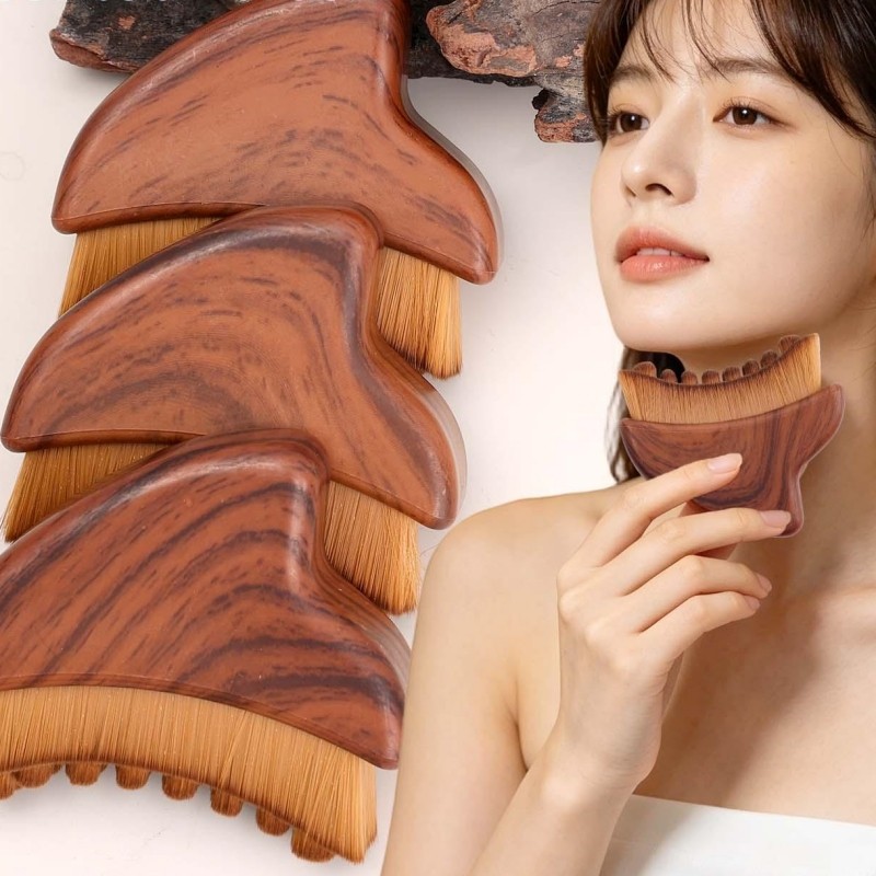 4-1Pc Pincel De Contorno Em Forma De Crescente-Escova De Massagem Gua Sha-Massageador Facial Portátil-Escultura De Mandí