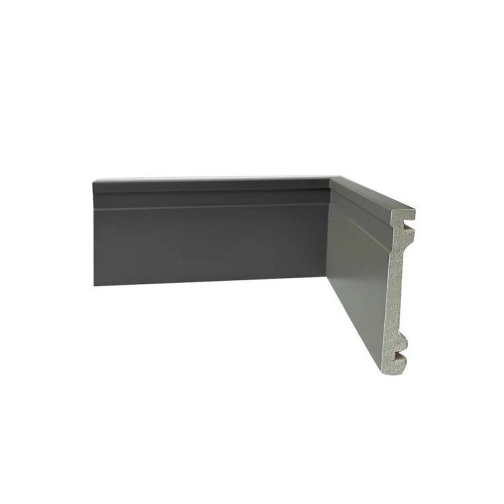 Rodapé Poliestireno Frisado 10cm x 2,40m Casa Grassi Kit 24m Cinza Frisado
