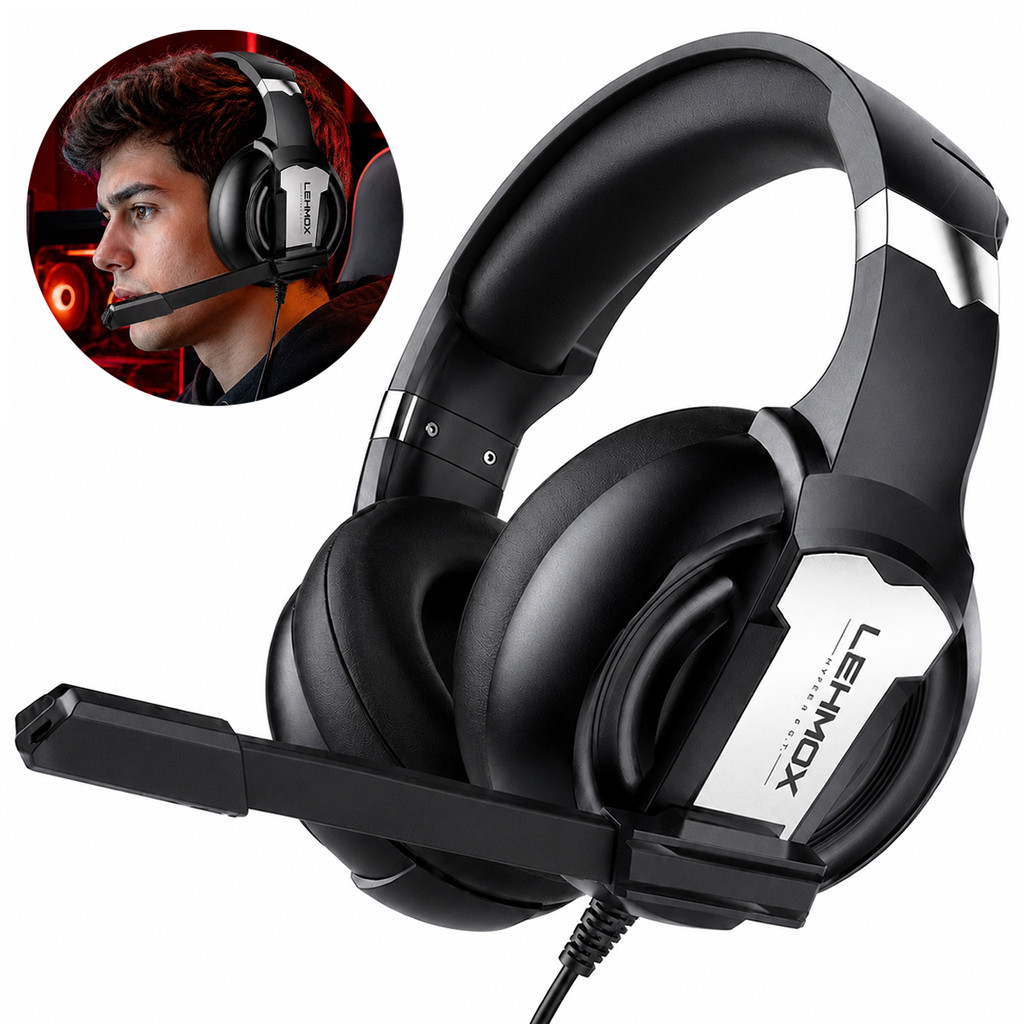 Fone Gamer P2 Com Microfone Lehmox Hyper GT Drive 50mm Som Estéreo Para PC Notebook