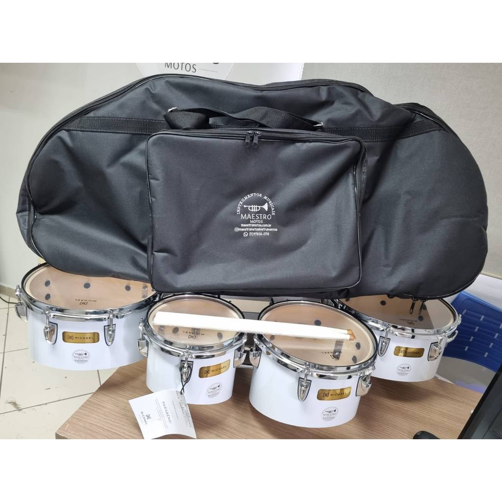Quadriton Michael Tenor Drum C/ Bag Colete Baquetas NOVO