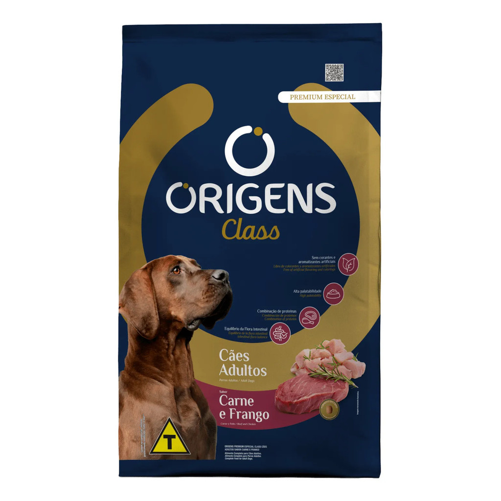 RAÇÃO ORIGENS CLASS CÃES ADULTO CARNE E FRANGO