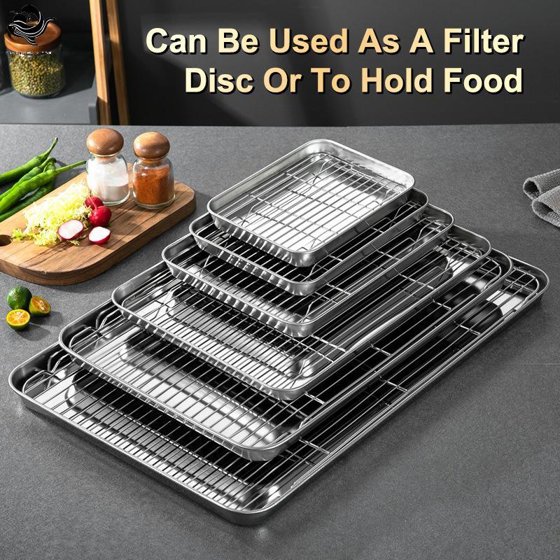 Bandeja De Cozimento De Aço Inoxidável PFG Com Resfriamento Removível Ra Set Non-sti BBQ Pan Prato Forno Brownie Cozinha