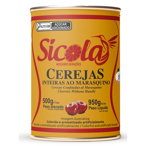 Cereja Inteira Em Calda Marasquino Sem Talo 500g Sícola
