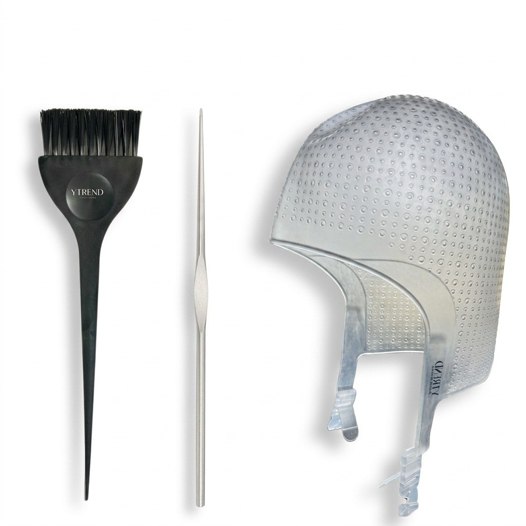 Kit Touca Transparente 2300 Furos com Agulha e Pincel para Luzes Mechas Reflexos Morena Iluminada