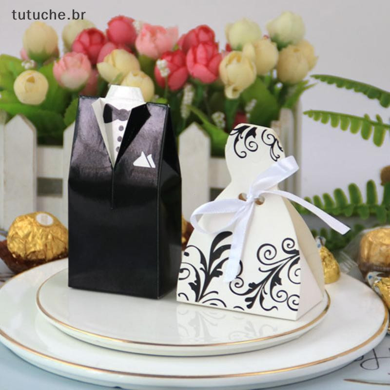 TU 20 Pçs/Lote Vestidos De Noiva E Noivo Caixa De Doces De Casamento Sacos De Presente DIY Decoração BR