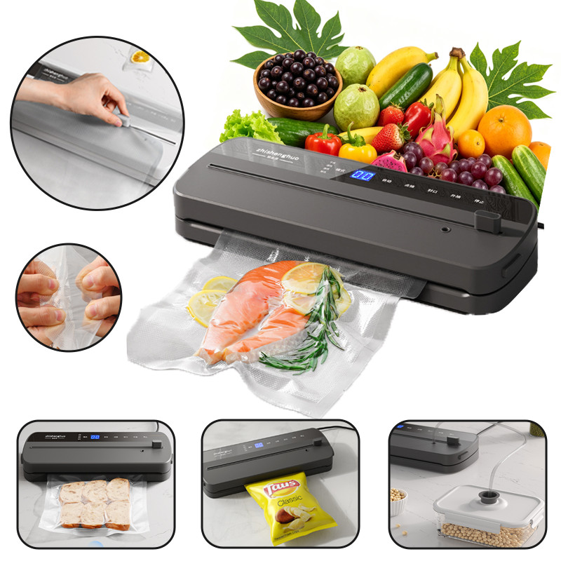Seladora a Vácuo Silenciosa com Dupla Selagem e 10 Sacos - Selagem Automática, Baixo Consumo, Ideal para Carnes
