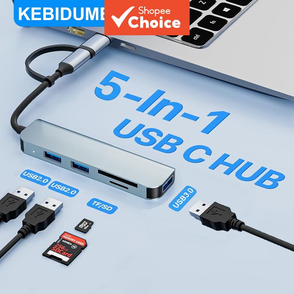 Estação de acoplamento KEBIDUMEI USB 3.0 HUB 8 em 2, suporte a leitor de cartão TF/SD, transferência de dados rápida,