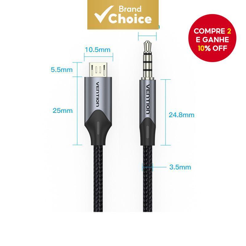 Vention Micro USB Para Cabo De Áudio De 3.5 Mm Com Placa De Som Transmissão E Gravação Ao Vivo