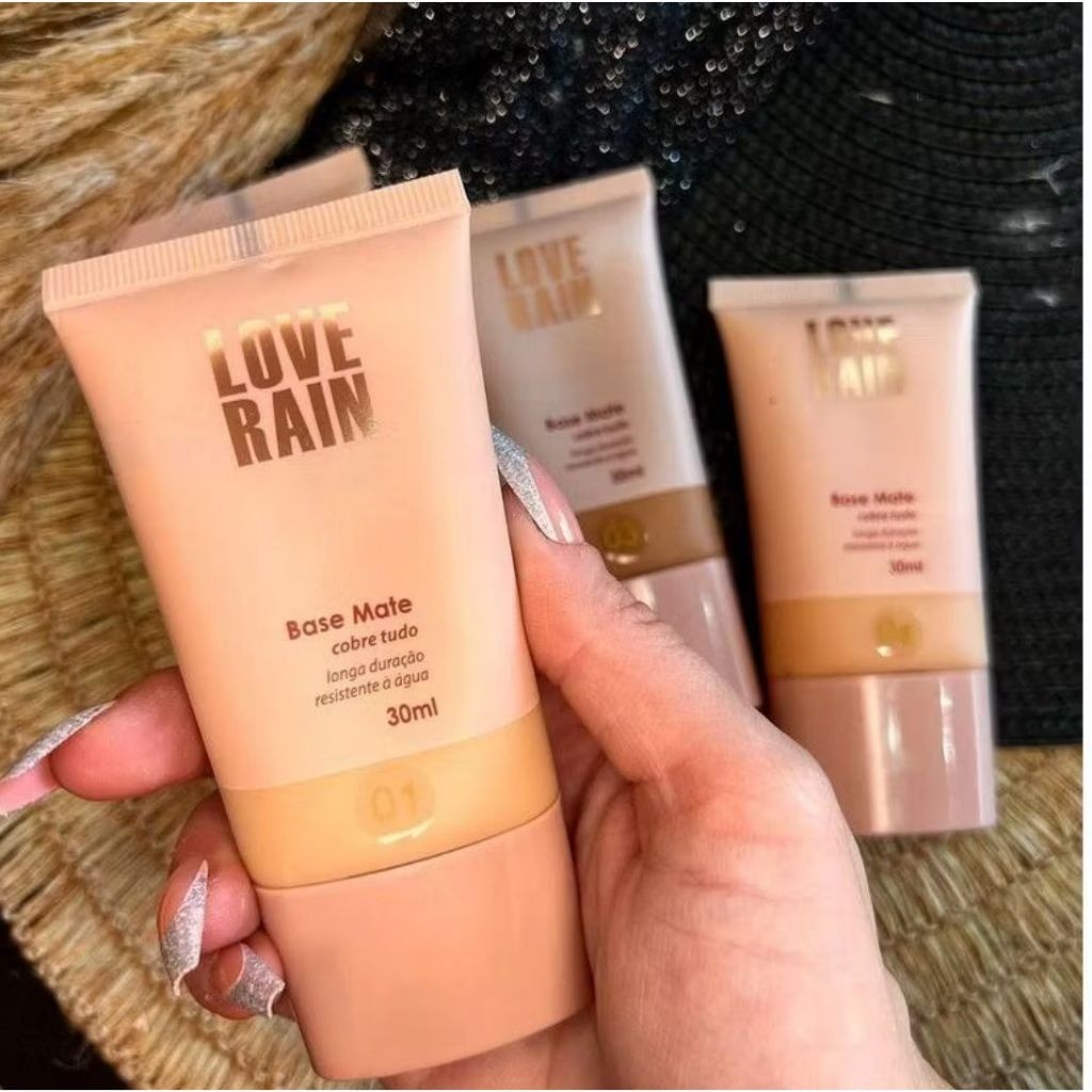 Base Liquida Matte - Alta Cobertura - Love Rain em Oferta na Shopee