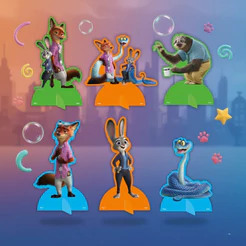 Decoração de Mesa - Zootopia 2 - 21cm - 6 unidades - Disney Original - Rizzo
