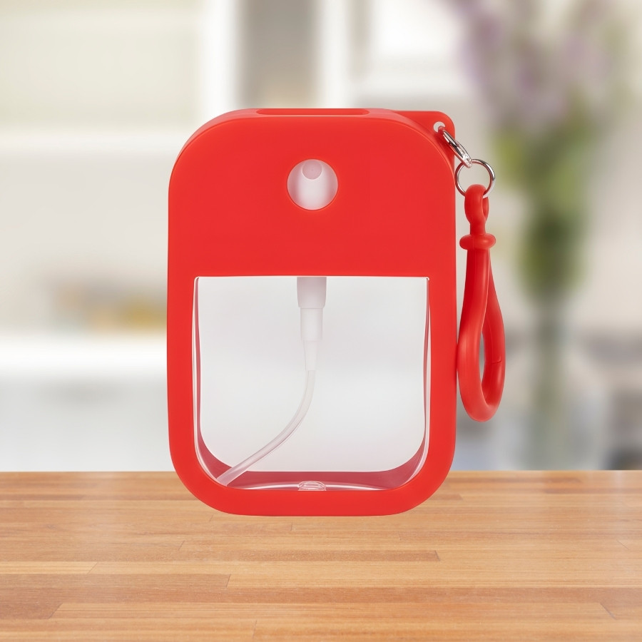 Frasco Spray Portátil Macaron Cartão com Capa de Silicone e Gancho - 38ml - Vermelho - 1 unidade - Rizzo · foto 2