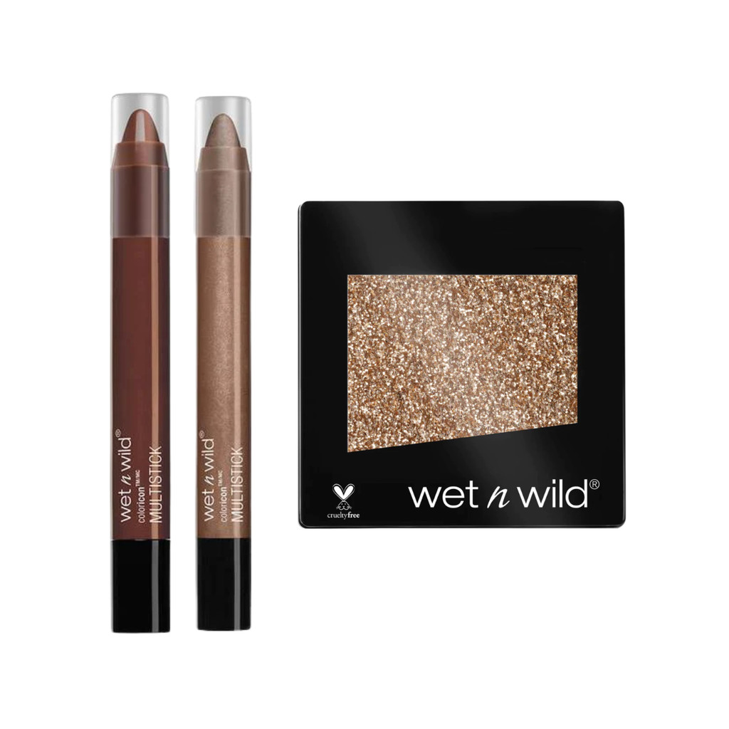 Kit Stick 3 Em 1 Blush Batom e Sombra Em Bastão + Glitter em Gel Para Os Olhos Brilho Intenso