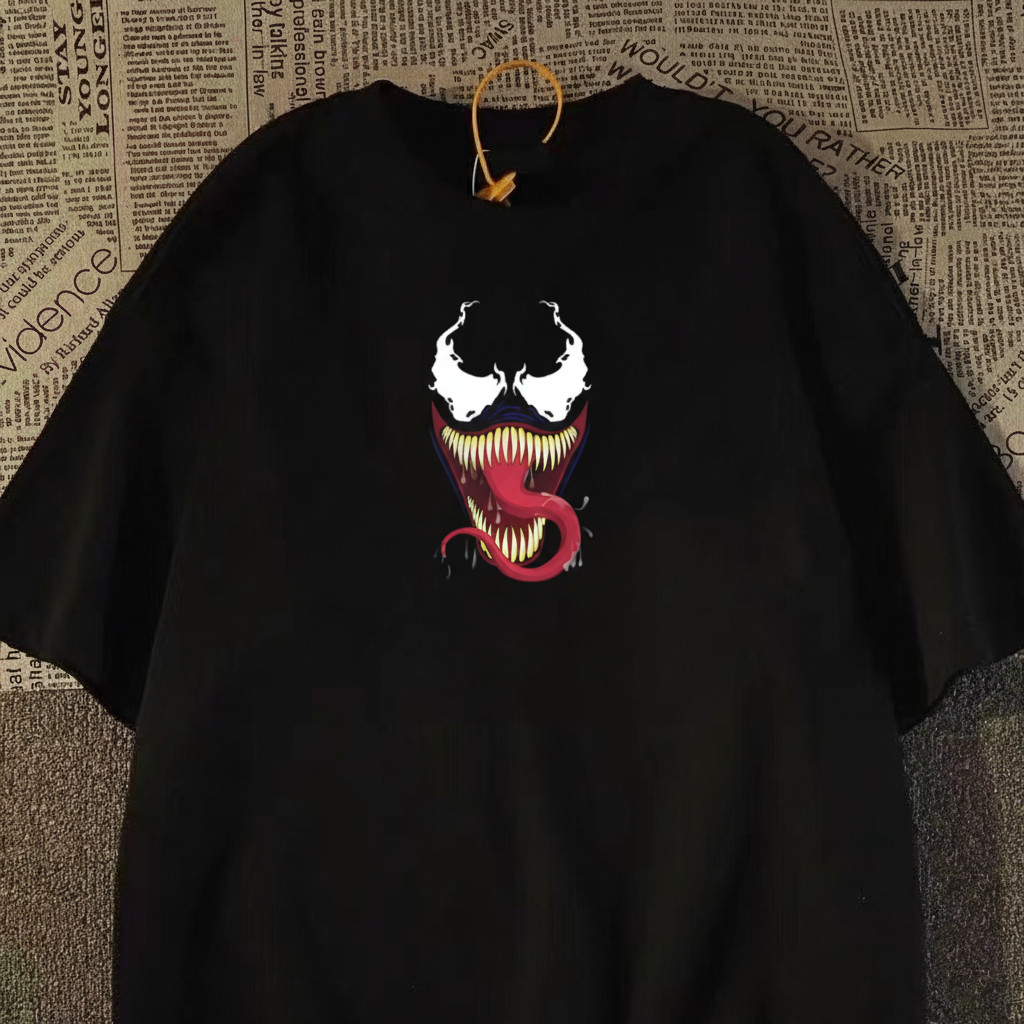 Camiseta Masculina De Algodão Puro Estilo Streetwear Com Estampa Do Personagem Venom Da Marvel