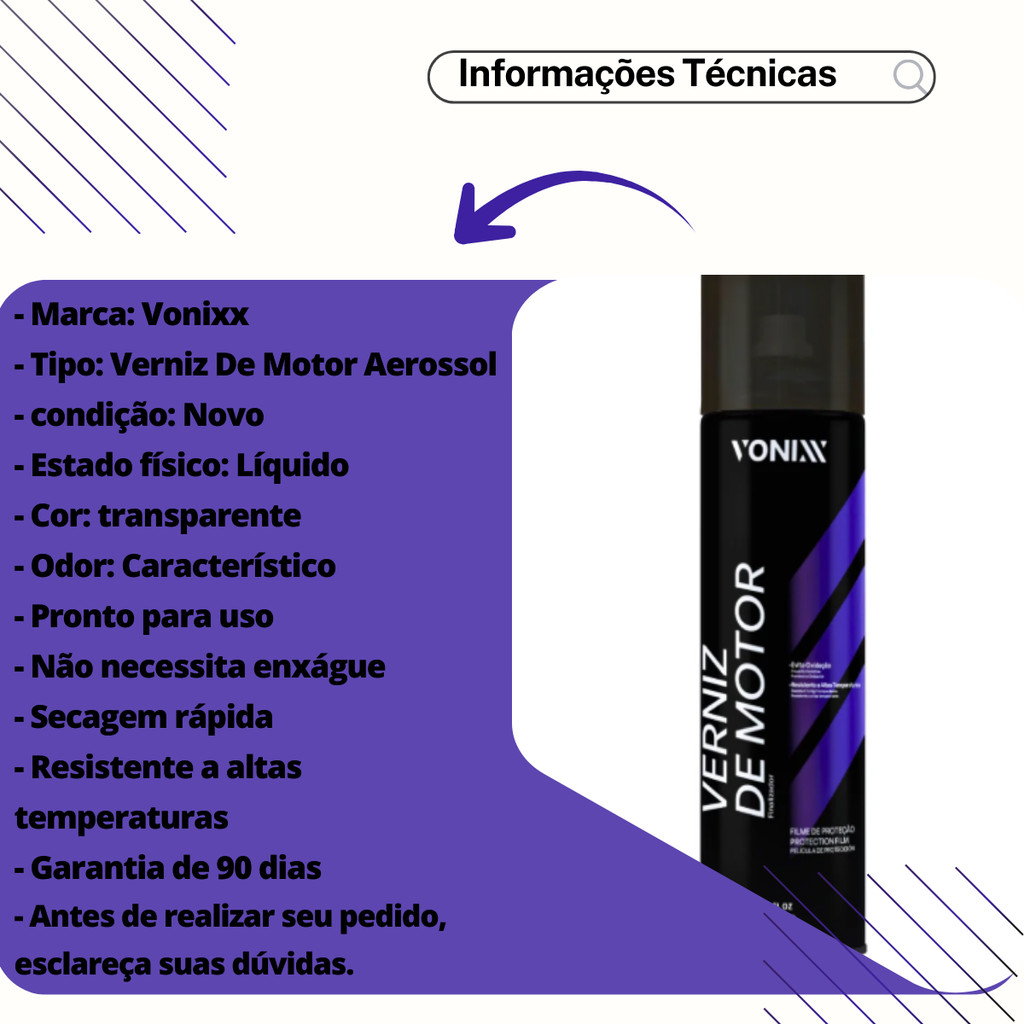 Verniz de Motor Aerossol 400ml Brilho e Proteção Vonixx · foto 2