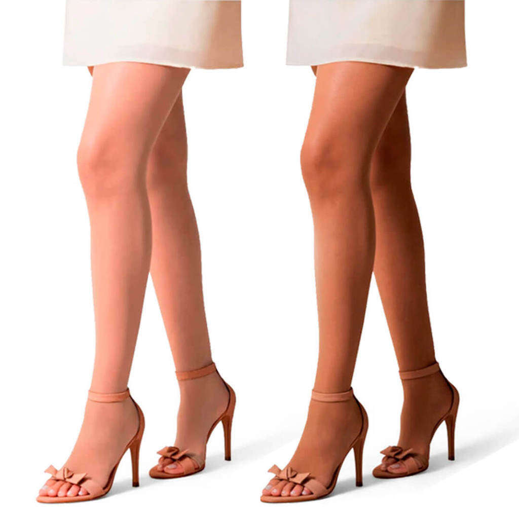 Meia Calça Feminina Dedinho Fio 15 Natural Fina Cor da Pele Marrom Abertura nos Dedos