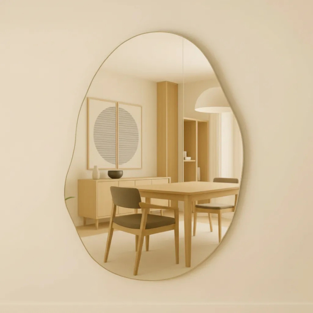 Espelho Orgânico 70x50 Lapidado Polido Moderno Decorativo C/FITA (Habitare Home Decor)