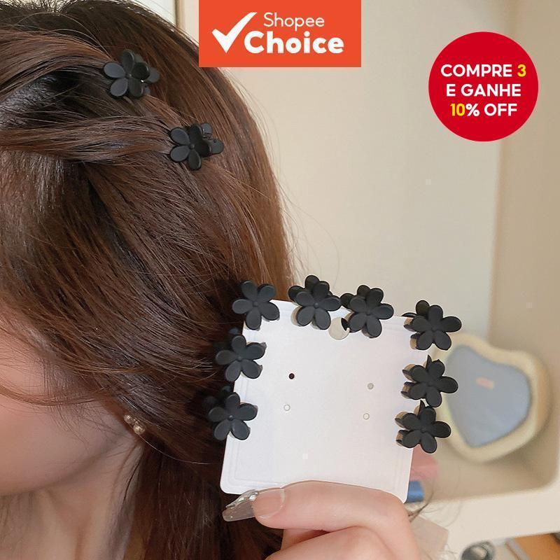 12 Peças De mini Clipes De Bico De Pato De Flores , Franja Lateral Femininos Doces E Fofos , Deslocamento Simples Acessó