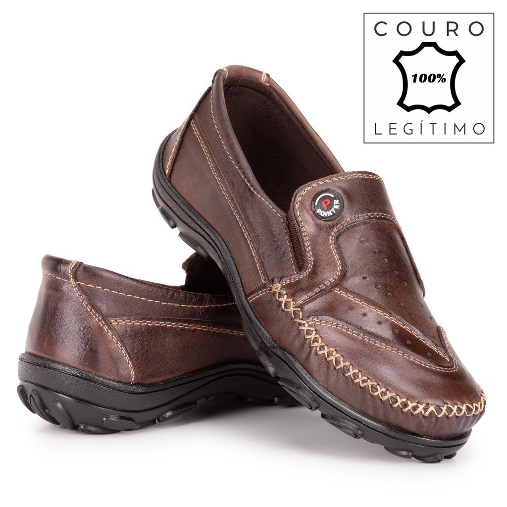 Mocassim Masculino Sapatilha Docksider Drive em Couro Legitimo Casual Confortável Macio Solado Antiderrapante