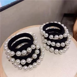 Kit 3 Ate 24 unidades Elástico de cabelo Com Pérolas acessorios xuxinha para cabelo Rabico de cabelo