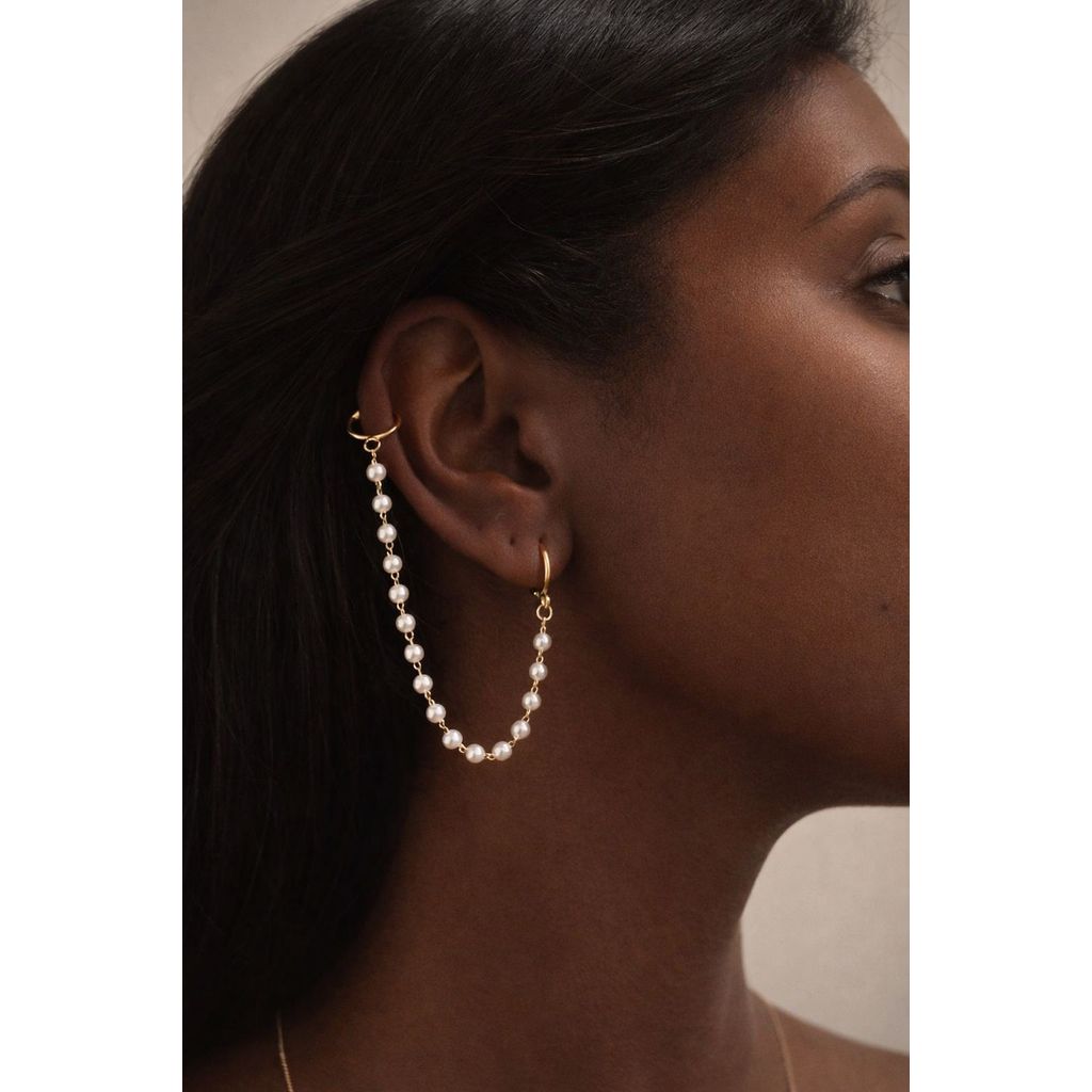 Earcuff piercing semi joia prata 925 e ouro 18 kl