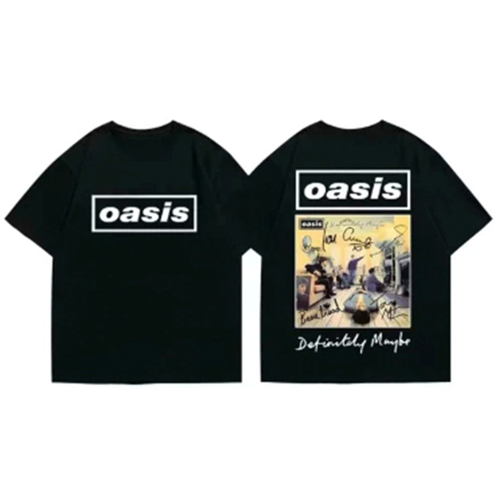 Camiseta Unissex Estampada Oasis Autografos Banda De Rock Camiseta 100% Algodão Camisa Oversized Plus Size Ohana em Oferta na Shopee