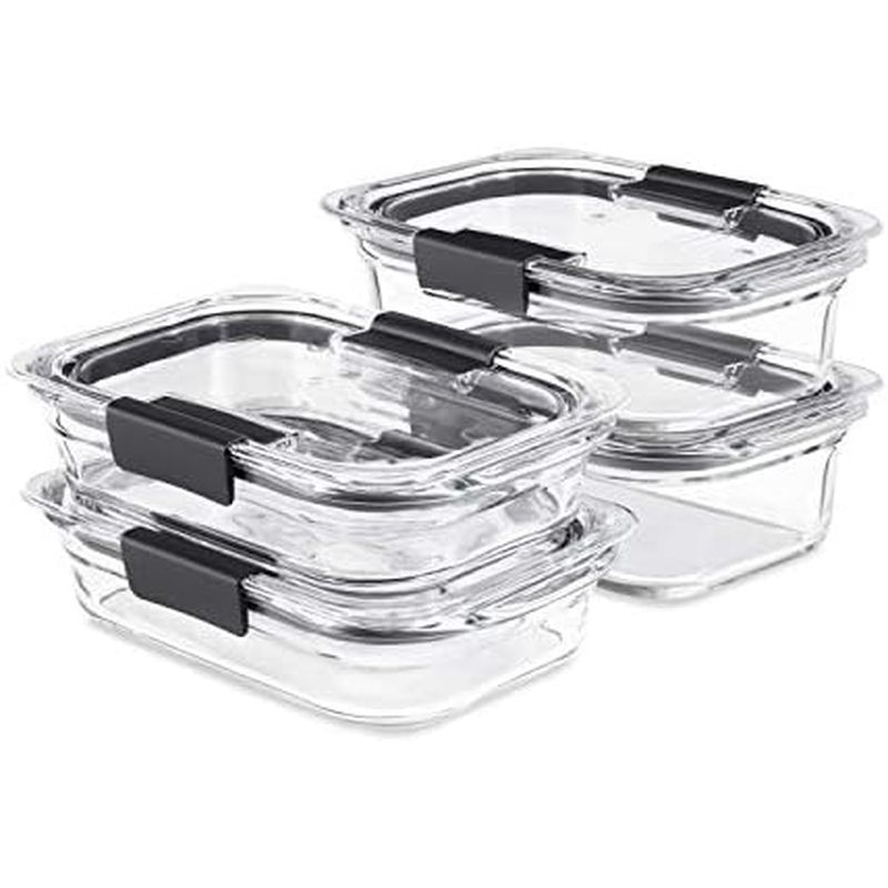 Rubbermaid Brilliance Glass Storage Recipientes Para Alimentos De 4.7 Xícaras Com Tampas , Transparentes (Pacote 3)