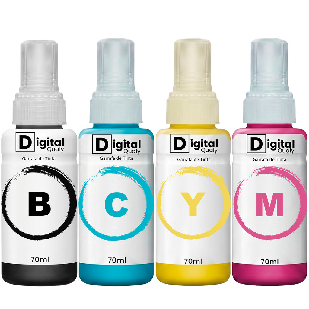 Kit Refil T664 Compatível Digital Qualy Para L110 L120 L210 L355 rende 6.000 Páginas