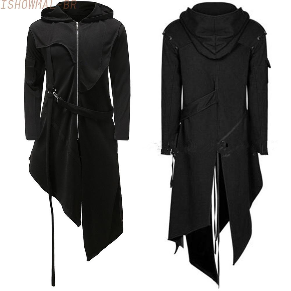 [BIG DISCOUNT]Retro Medieval Irregular Hooded Jacket for Men Halloween Party Gothic Coat