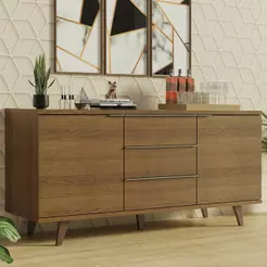 Buffet Aparador Madesa 7014 com 3 Gavetas e 2 Portas com Pés