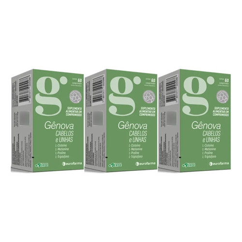Kit 3 Genova Cabelos E Unhas Com 60 Comprimidos Eurofarma