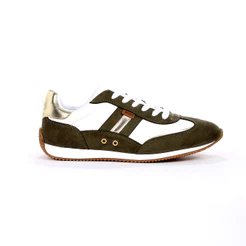 Tênis Anacapri Recortes Contrastantes Verde e Off White - Feminino