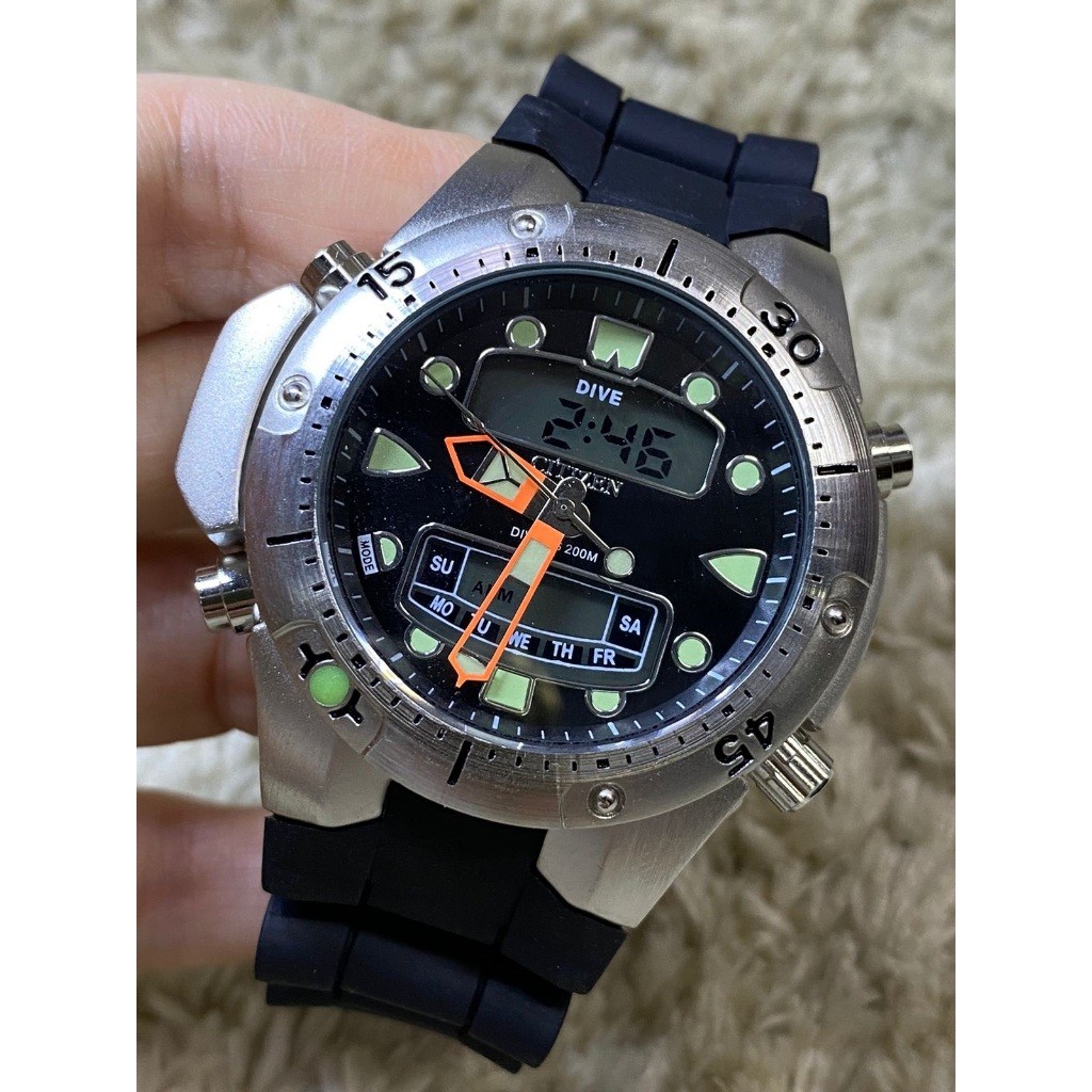 Relógio Masculino JP Aqualand Digital Analógico Caixa de Aço Inoxidável Pulseira de Silicone