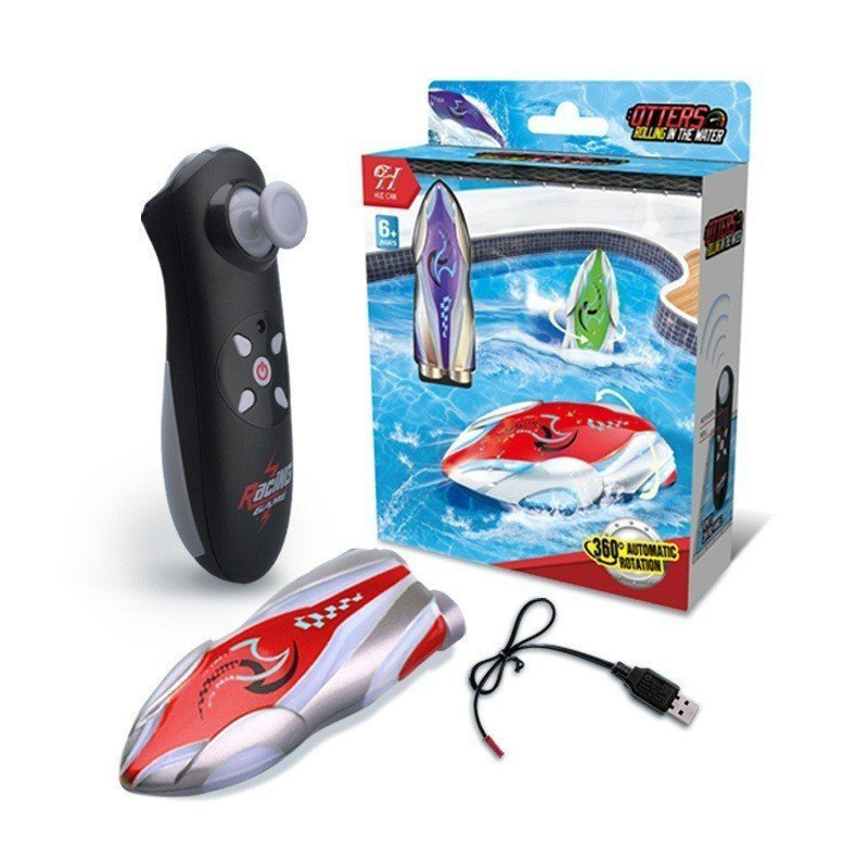 Barco de Controle Remoto Mini 2.4G, Iate Aquático Acrobático, Lancha Rotativa, Modelo RC, Brinquedo de Banho para Menino
