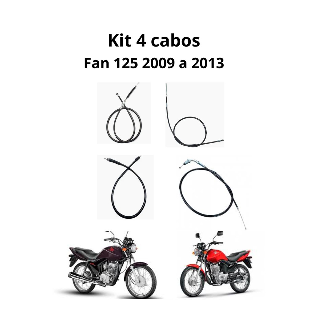 Detalhes do Kit completo Com 4 Cabos Fan 125 2009  a 2013 (Cabos Embreagem, Aceleredor, Freio e Velocimentro)